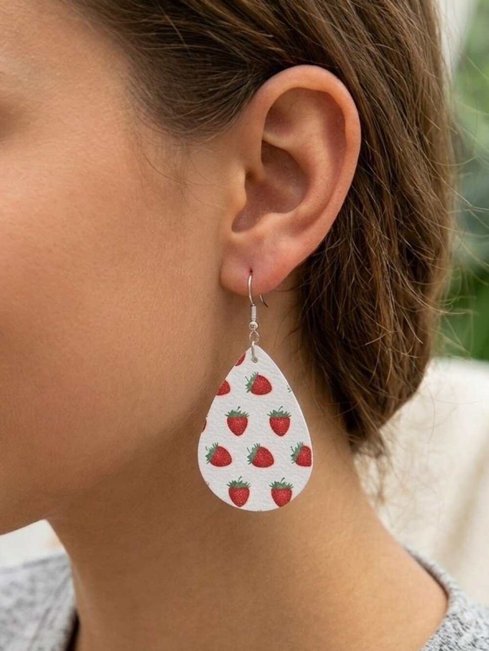 Handcrafted Vegan Leather Strawberry  Earrings